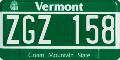 VT license plate ZGZ158