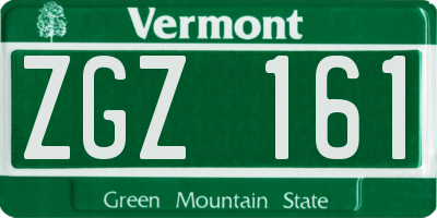 VT license plate ZGZ161