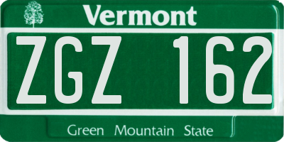 VT license plate ZGZ162