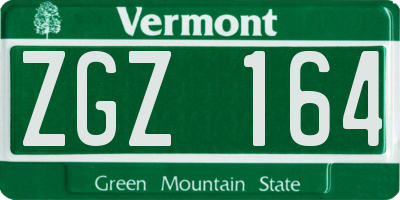 VT license plate ZGZ164