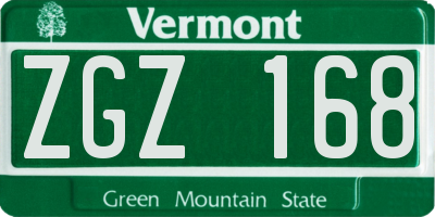 VT license plate ZGZ168