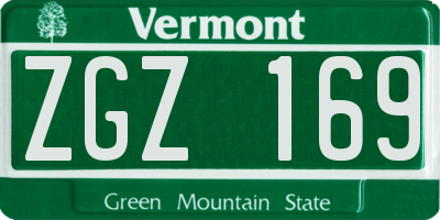VT license plate ZGZ169