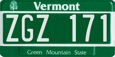 VT license plate ZGZ171
