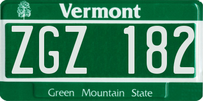 VT license plate ZGZ182