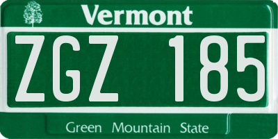 VT license plate ZGZ185