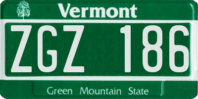 VT license plate ZGZ186