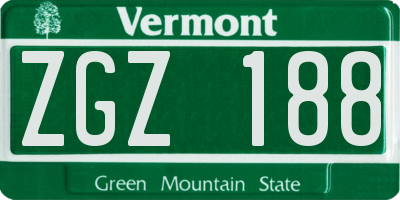 VT license plate ZGZ188