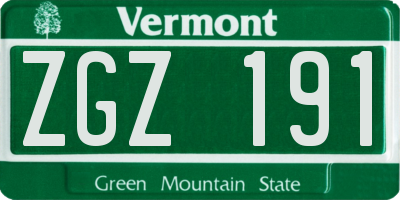 VT license plate ZGZ191