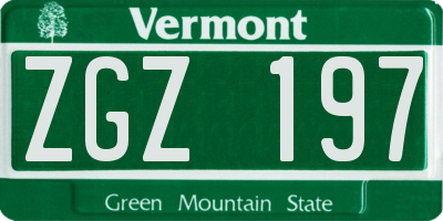 VT license plate ZGZ197
