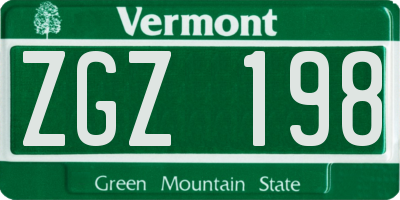 VT license plate ZGZ198