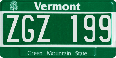 VT license plate ZGZ199