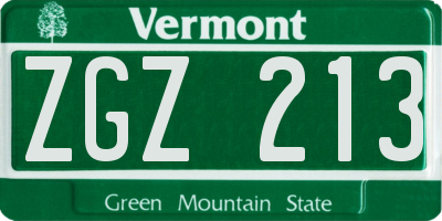 VT license plate ZGZ213
