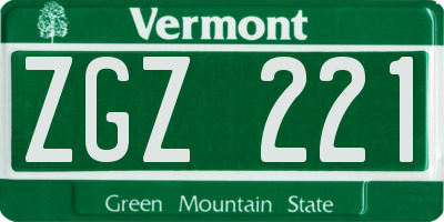 VT license plate ZGZ221