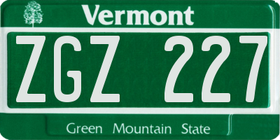 VT license plate ZGZ227