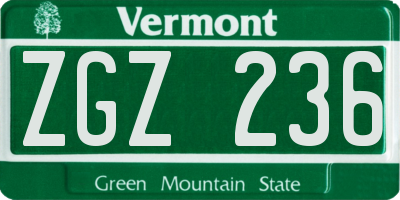 VT license plate ZGZ236
