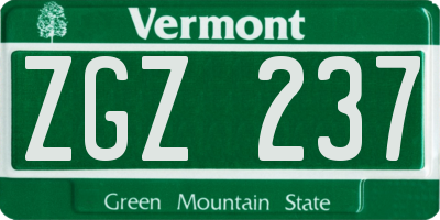 VT license plate ZGZ237