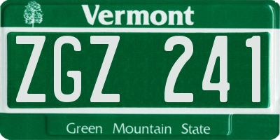 VT license plate ZGZ241