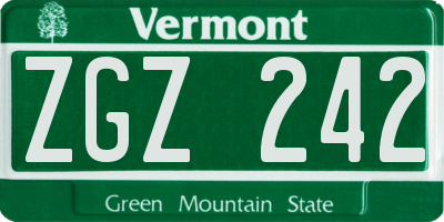 VT license plate ZGZ242