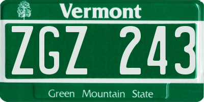 VT license plate ZGZ243