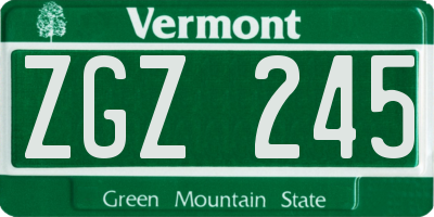 VT license plate ZGZ245