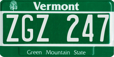 VT license plate ZGZ247