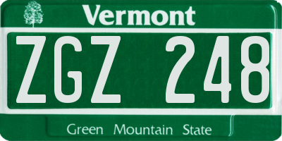 VT license plate ZGZ248