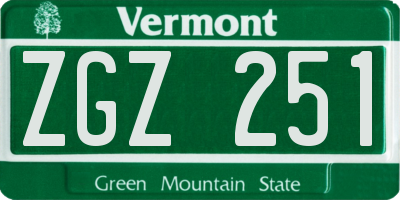 VT license plate ZGZ251