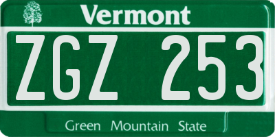 VT license plate ZGZ253