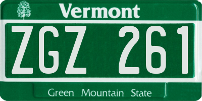 VT license plate ZGZ261