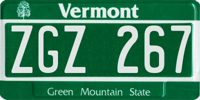 VT license plate ZGZ267
