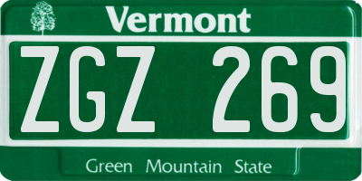 VT license plate ZGZ269