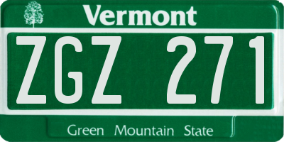 VT license plate ZGZ271
