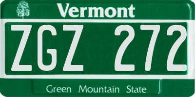 VT license plate ZGZ272