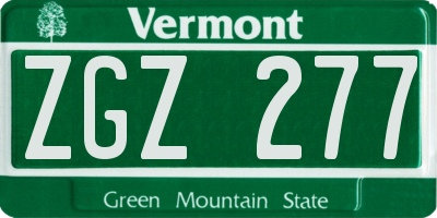 VT license plate ZGZ277