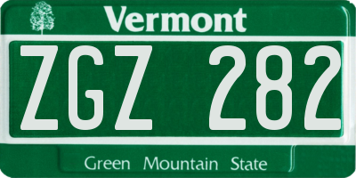 VT license plate ZGZ282