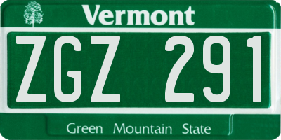 VT license plate ZGZ291