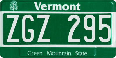 VT license plate ZGZ295