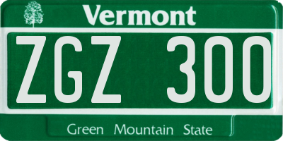 VT license plate ZGZ300