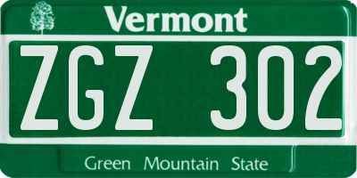 VT license plate ZGZ302
