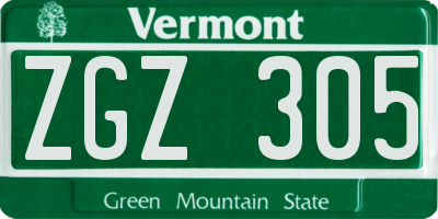 VT license plate ZGZ305