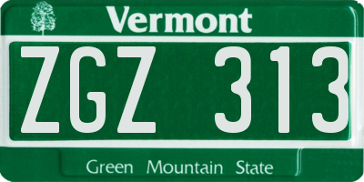 VT license plate ZGZ313