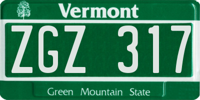 VT license plate ZGZ317