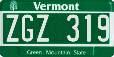 VT license plate ZGZ319