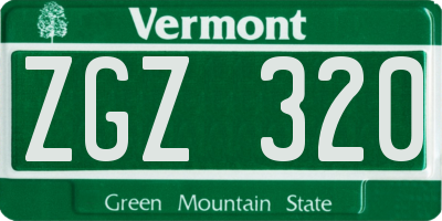 VT license plate ZGZ320