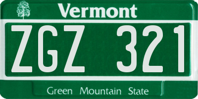 VT license plate ZGZ321