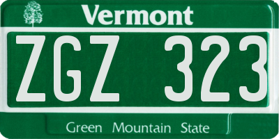 VT license plate ZGZ323