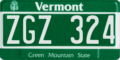 VT license plate ZGZ324