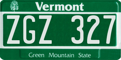 VT license plate ZGZ327
