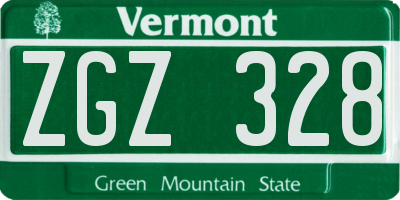 VT license plate ZGZ328