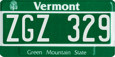 VT license plate ZGZ329